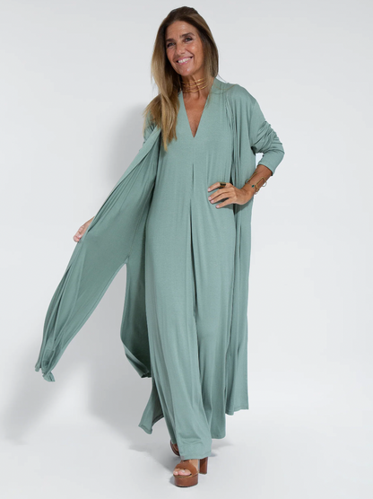 Eva - Abito lungo snellente con giacca coordinata