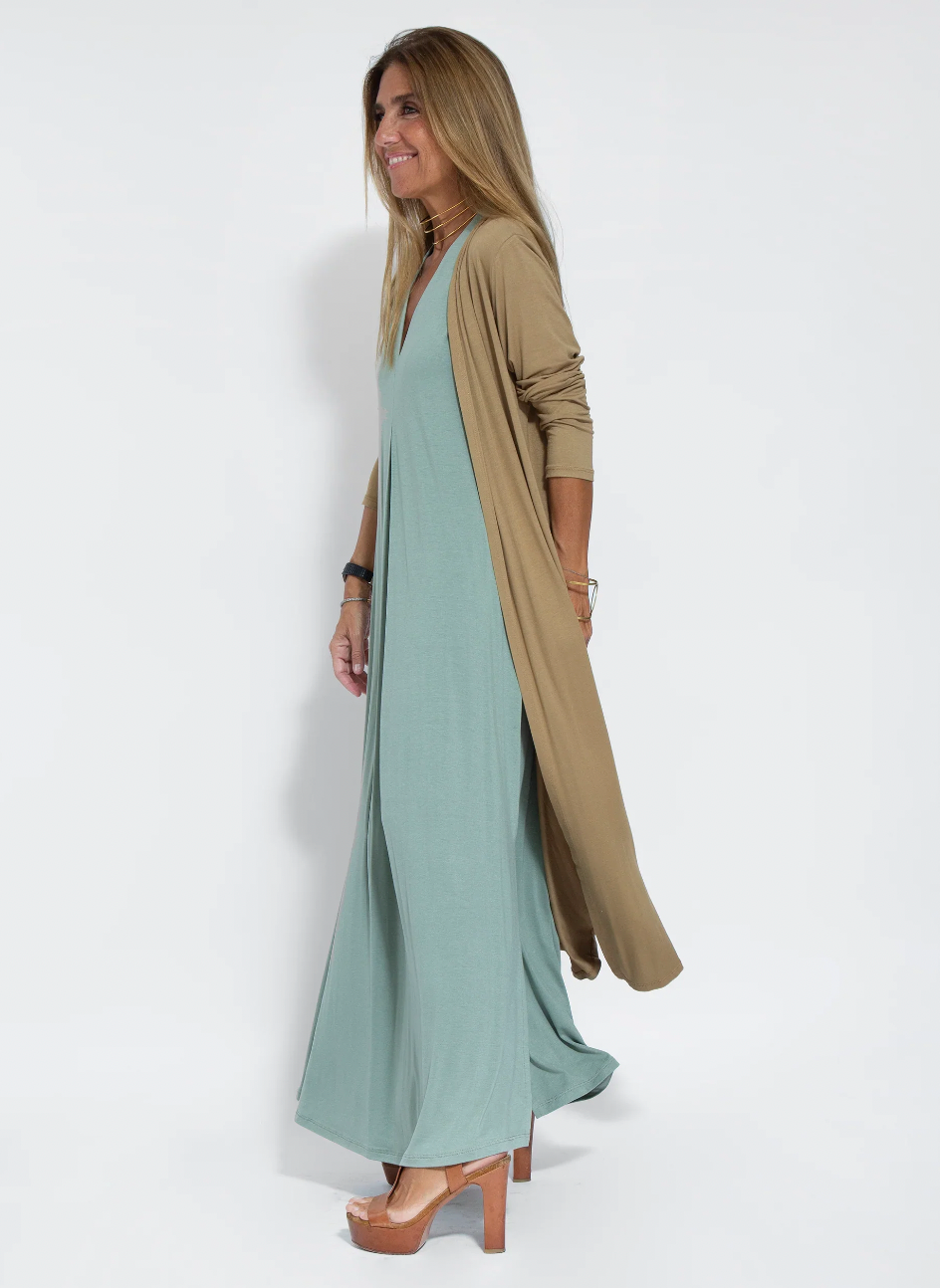 Eva - Abito lungo snellente con giacca coordinata