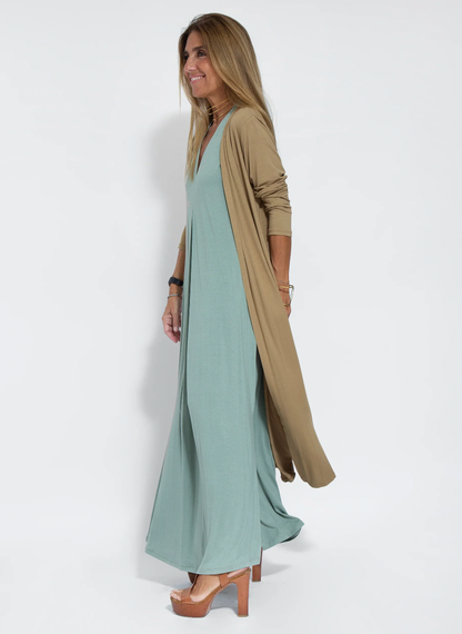 Eva - Abito lungo snellente con giacca coordinata