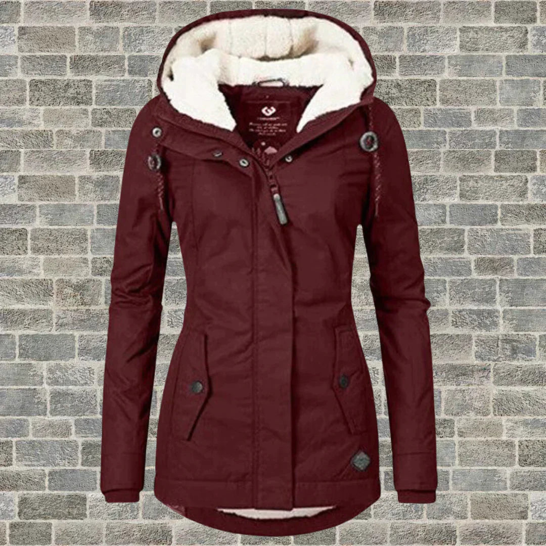 Camila – Cappotto in cotone plissettato con cappuccio