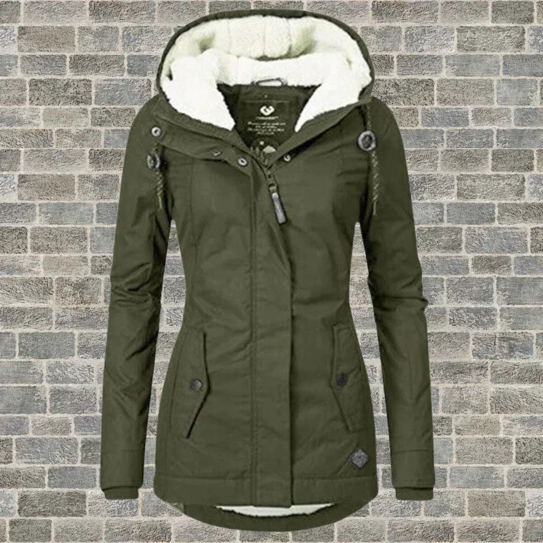 Camila – Cappotto in cotone plissettato con cappuccio