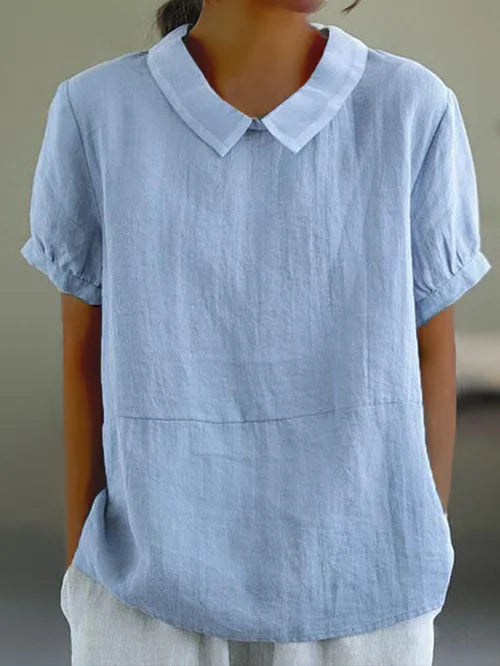 Trina - Top Casual in Cotone-Lino Traspirante