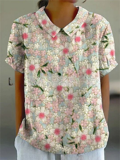 Shelby - Vintage Fiori Camicetta Donna Casual