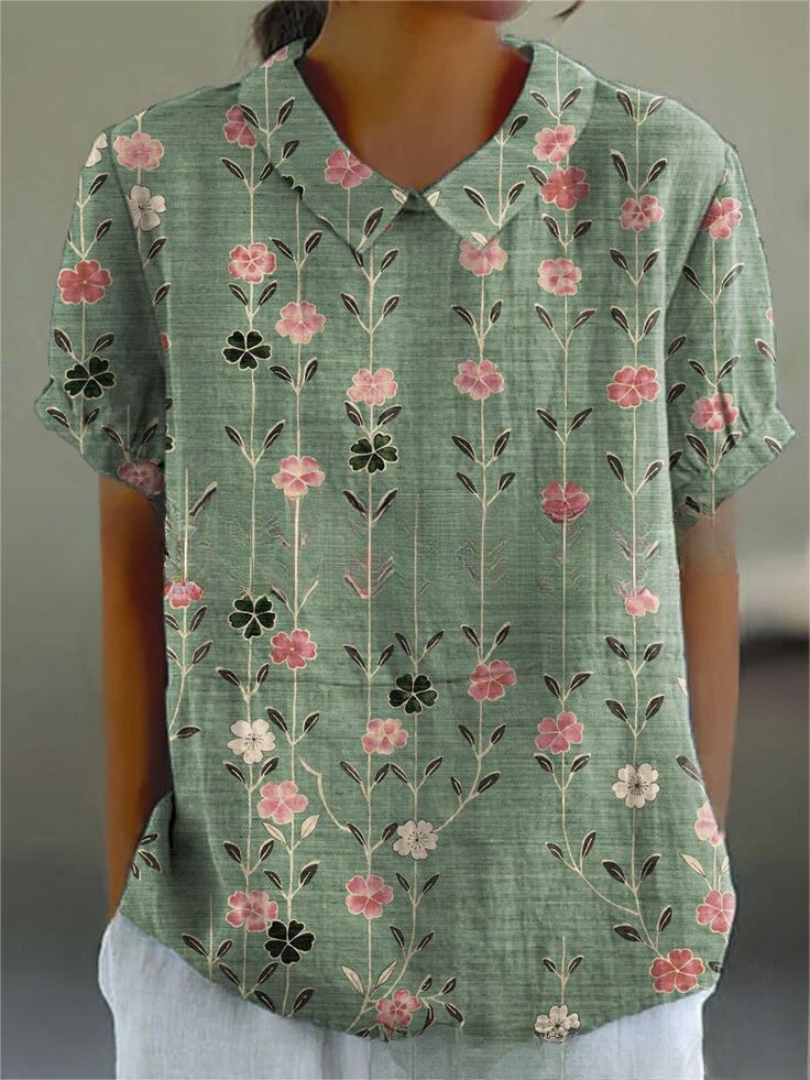 Shelby - Vintage Fiori Camicetta Donna Casual
