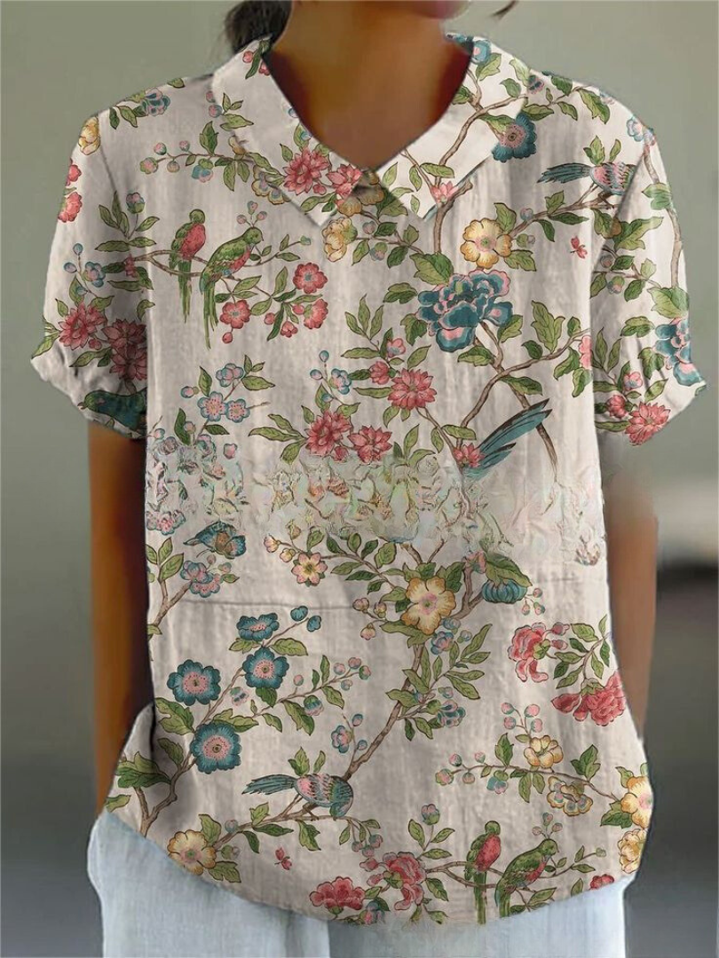 Shelby - Vintage Fiori Camicetta Donna Casual