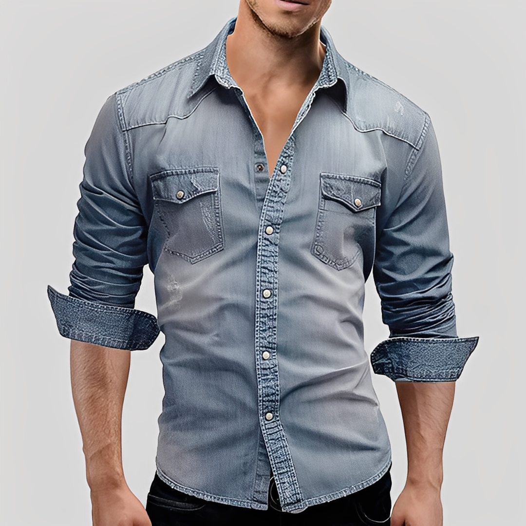 Antonin - Camicia uomo in denim a maniche lunghe
