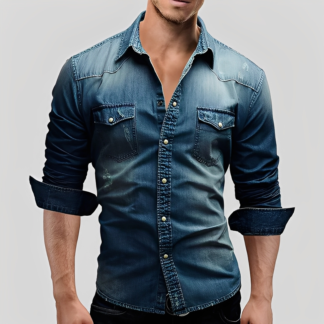 Antonin - Camicia uomo in denim a maniche lunghe