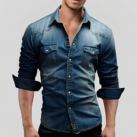 Antonin - Camicia uomo in denim a maniche lunghe