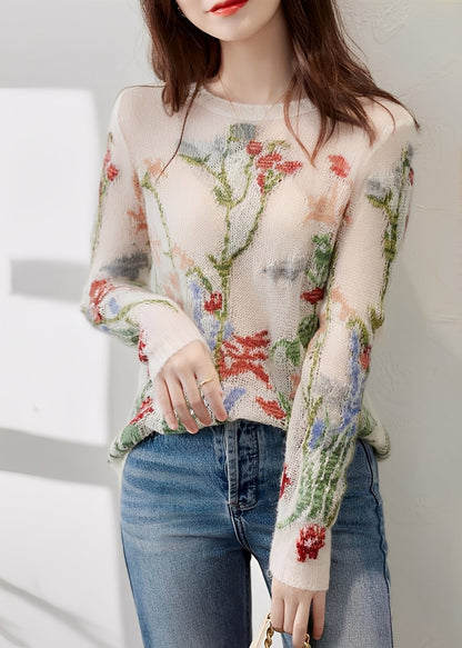 Gisselle - Maglione elegante lavorato a maglia con disegno floreale per donne