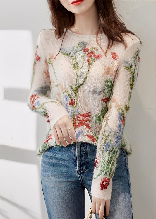 Gisselle - Maglione elegante lavorato a maglia con disegno floreale per donne