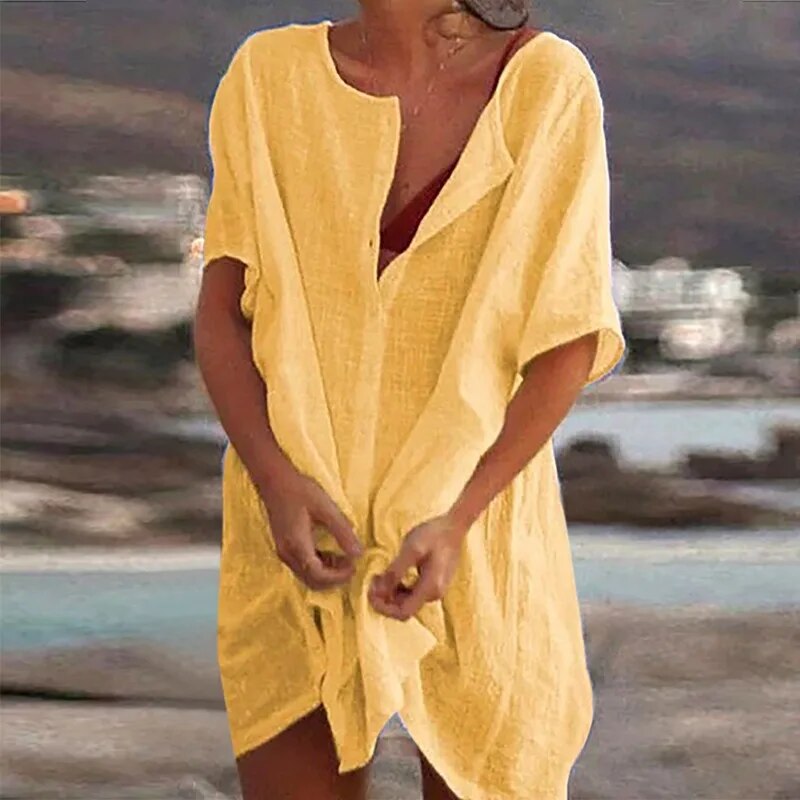 Hilda - abito casual da donna in cotone e lino