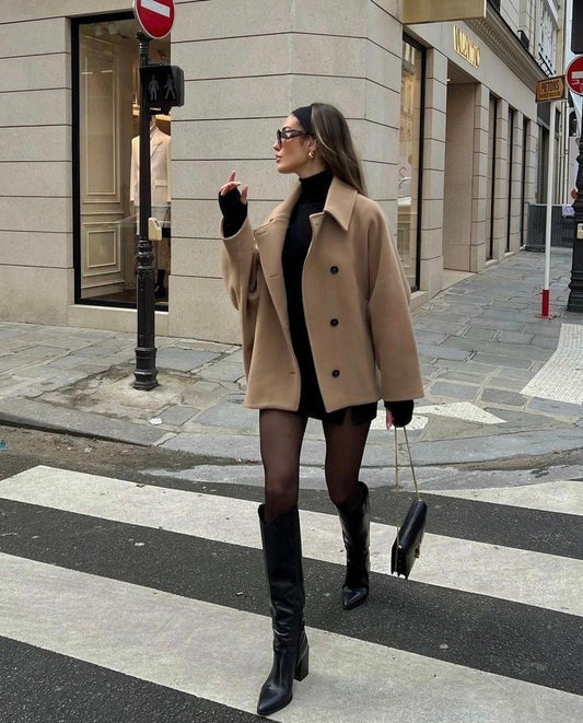Elena – Cappotto Oversize in Misto Lana Doppiopetto