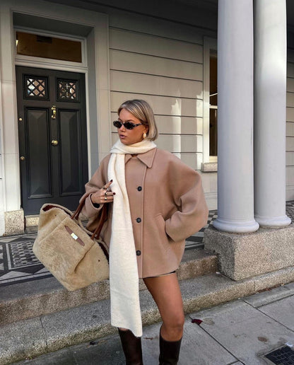 Elena – Cappotto Oversize in Misto Lana Doppiopetto