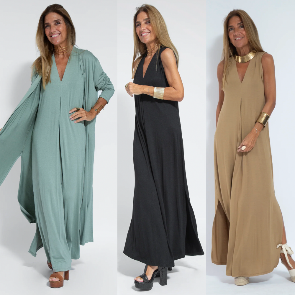 Eva - Abito lungo snellente con giacca coordinata