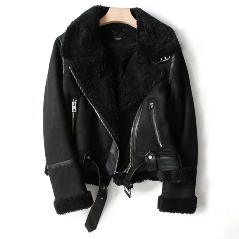 Macie – Giacca in pelle con fodera Sherpa