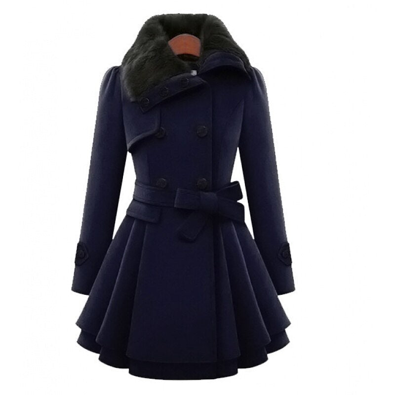 Mira – Cappotto classico da donna con collo foderato