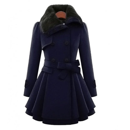 Mira – Cappotto classico da donna con collo foderato