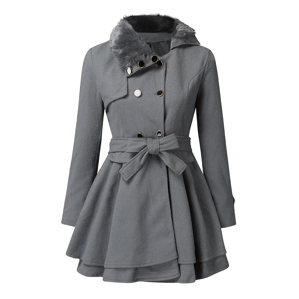 Mira – Cappotto classico da donna con collo foderato