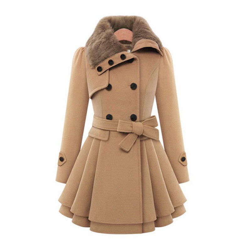 Mira – Cappotto classico da donna con collo foderato