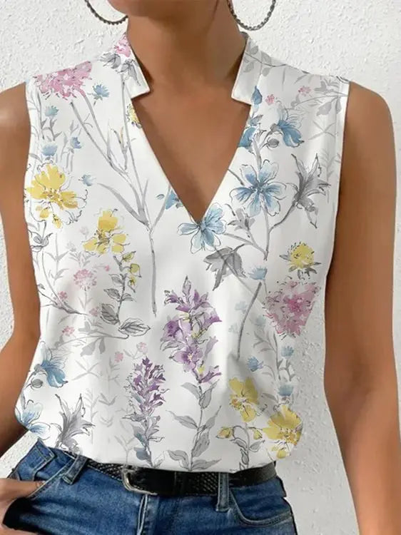 Jobelyn - Top estivo casual da donna con scollo a V