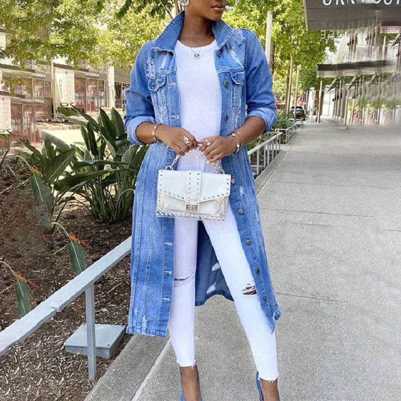 Moon - Elegante giacca di jeans lunga