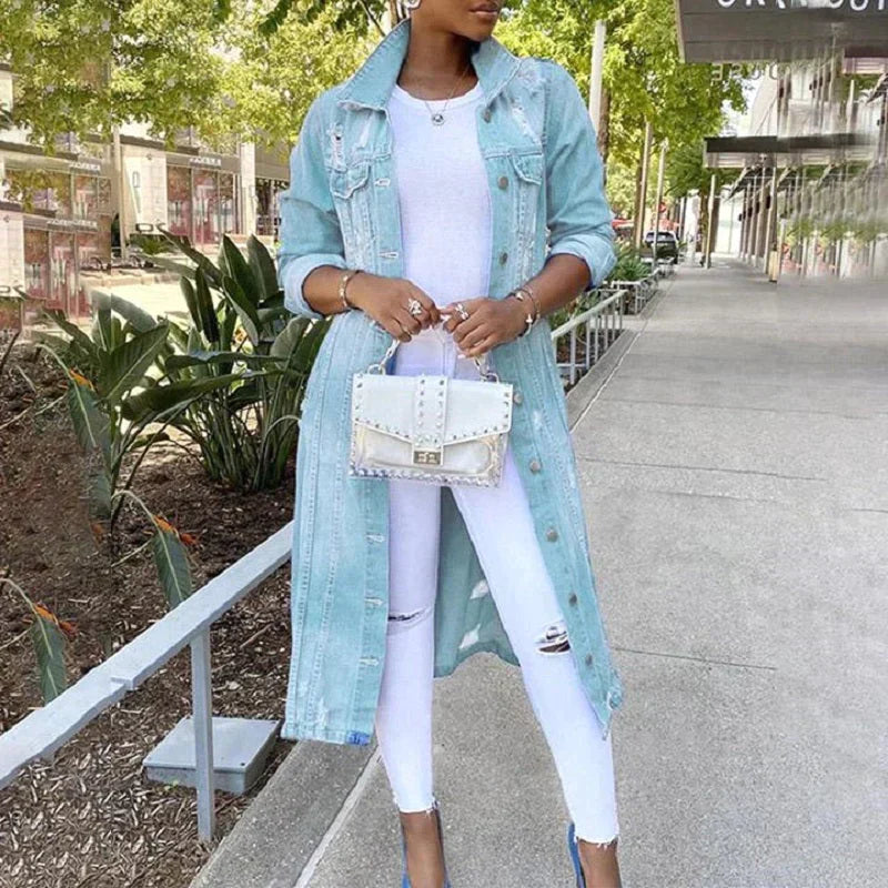 Moon - Elegante giacca di jeans lunga