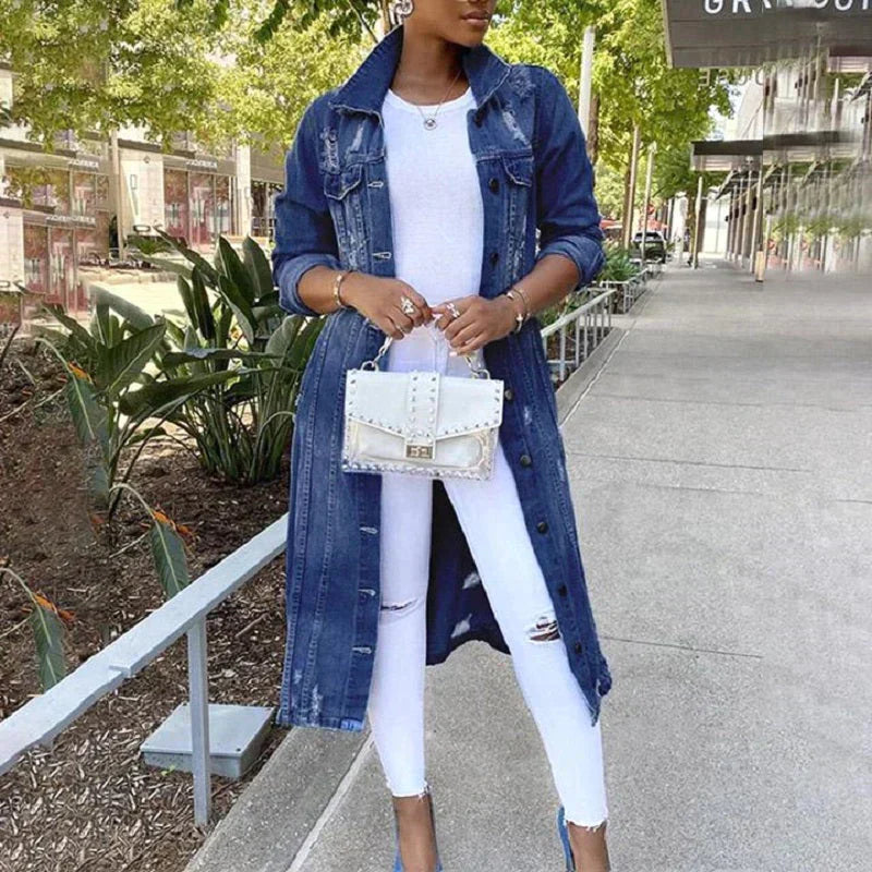Moon - Elegante giacca di jeans lunga