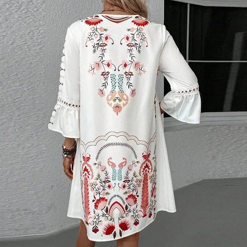 Iris – Abito V-Neck Ricamato Artigianale