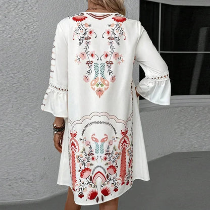 Iris – Abito V-Neck Ricamato Artigianale