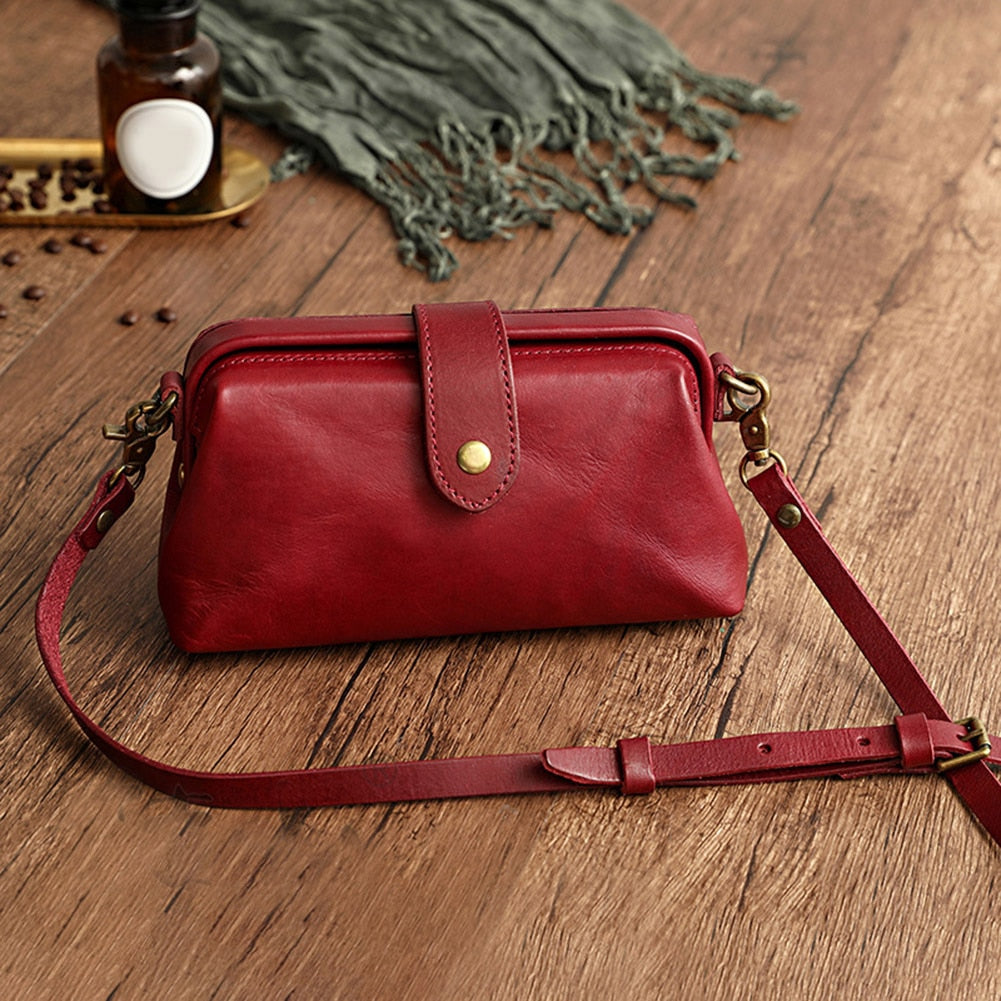 Fabienne - Borsa in pelle retrò fatta a mano