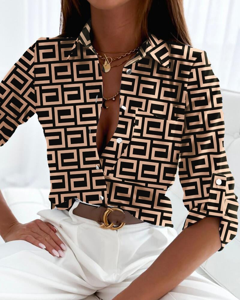 Chiara - Camicia Slim-Fit Elegante con Stampa alla Moda