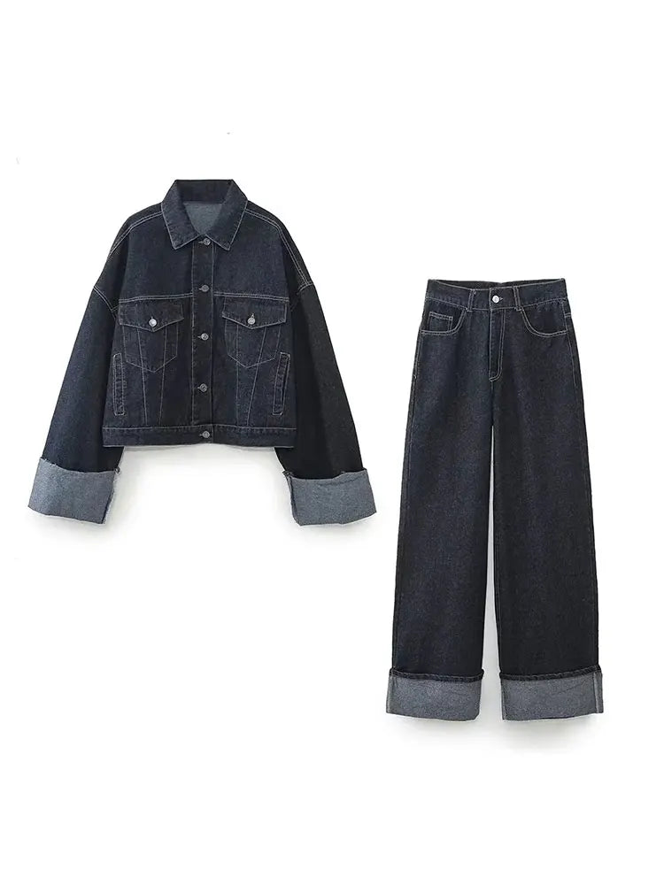 Clara – Set Denim con Giacca Trucker & Jeans a Vita Alta