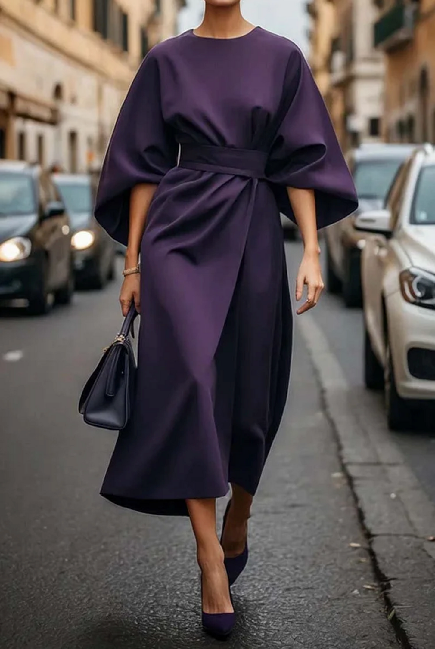 Katrin - Abito Maxi Classico con Cintura per Ogni Occasione