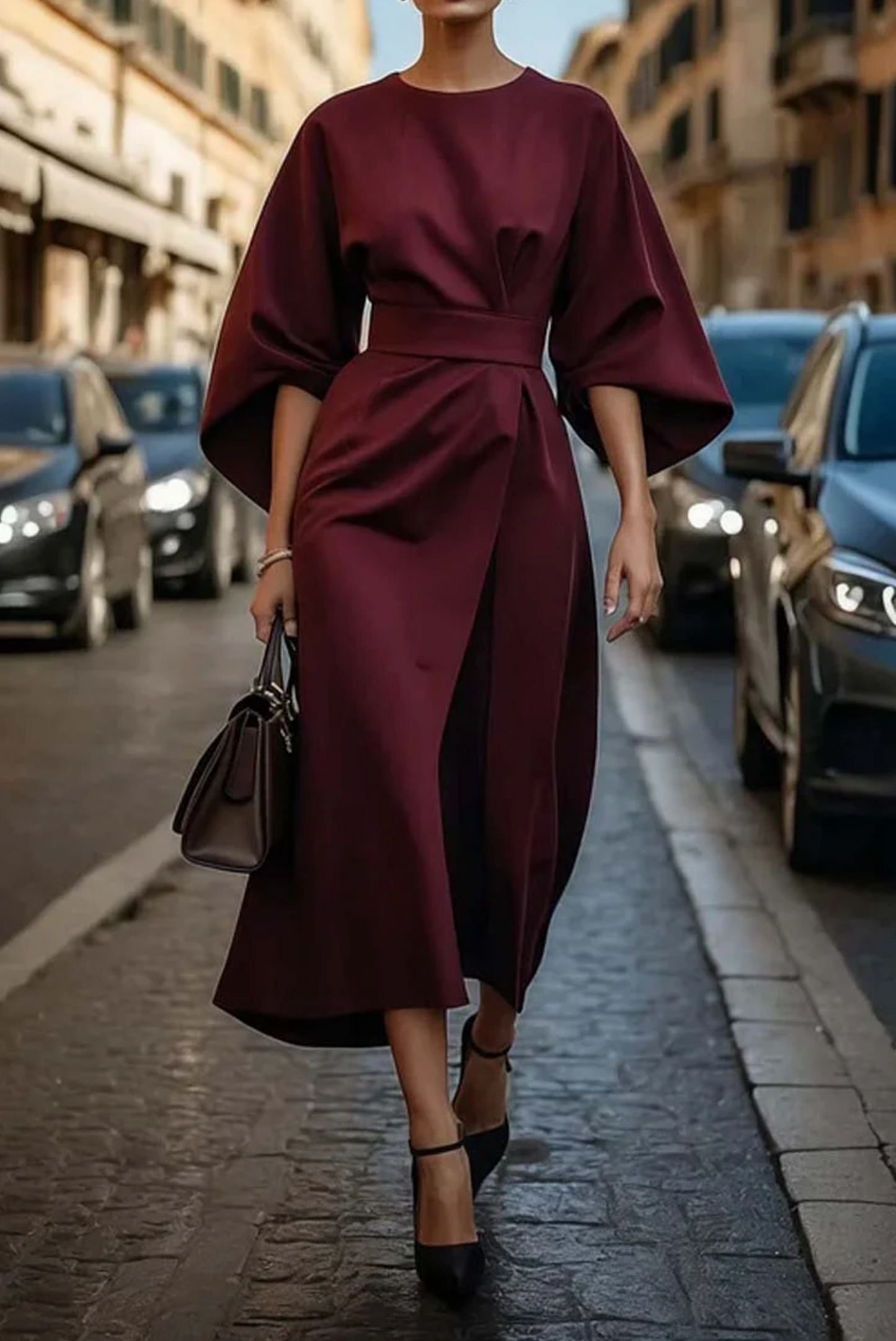 Katrin - Abito Maxi Classico con Cintura per Ogni Occasione