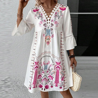 Iris – Abito V-Neck Ricamato Artigianale