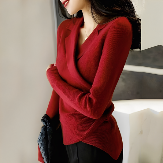 Myrtle - Classico maglione slim-fit asimmetrico per donne
