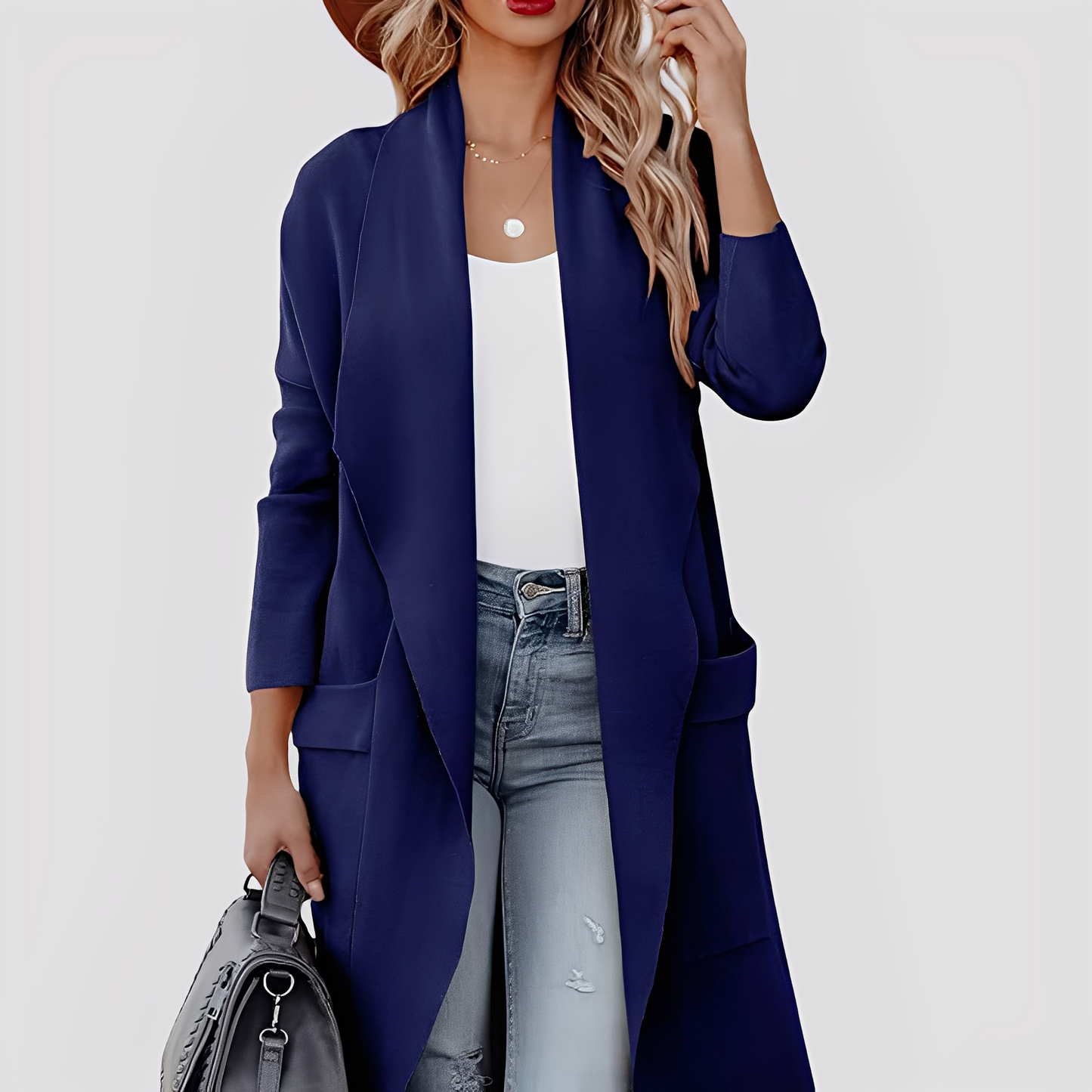 Chantal - Cardigan lungo in tweed casual per donne