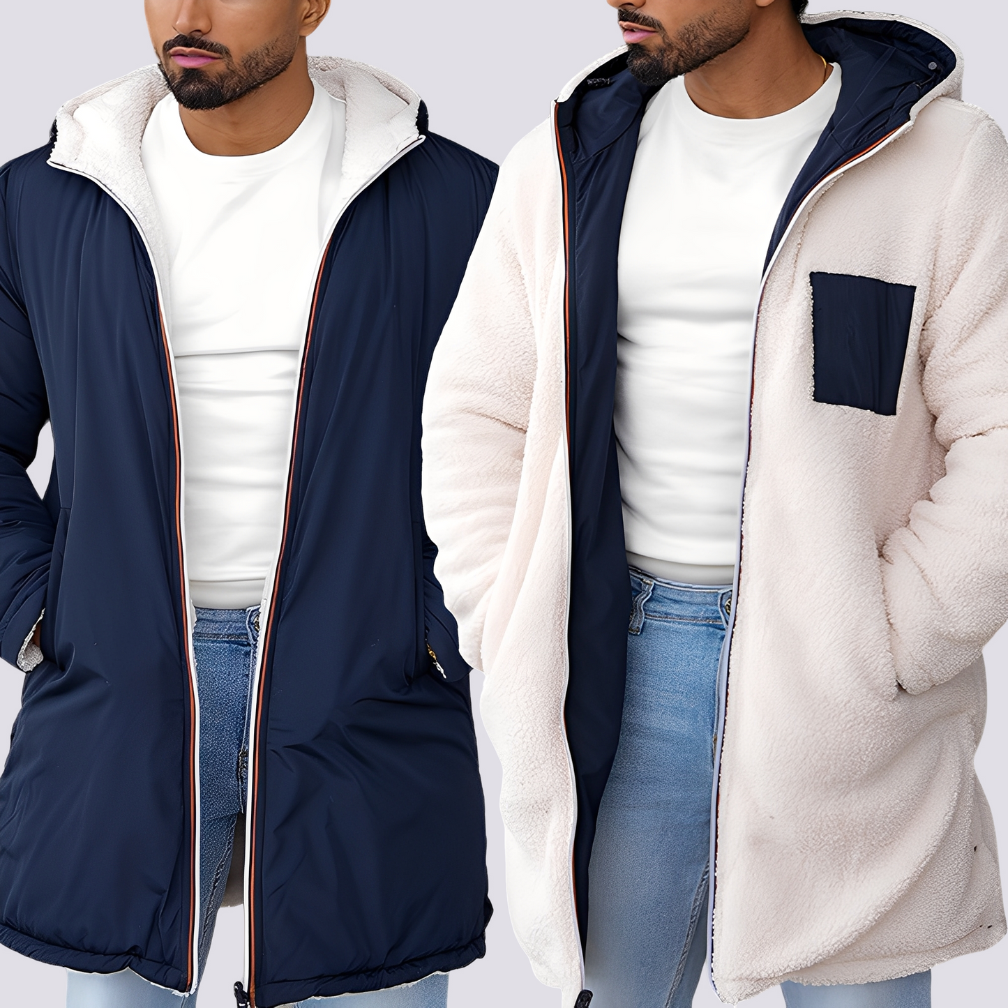 Hubert - Giacca moderna e reversibile con cappuccio per uomo