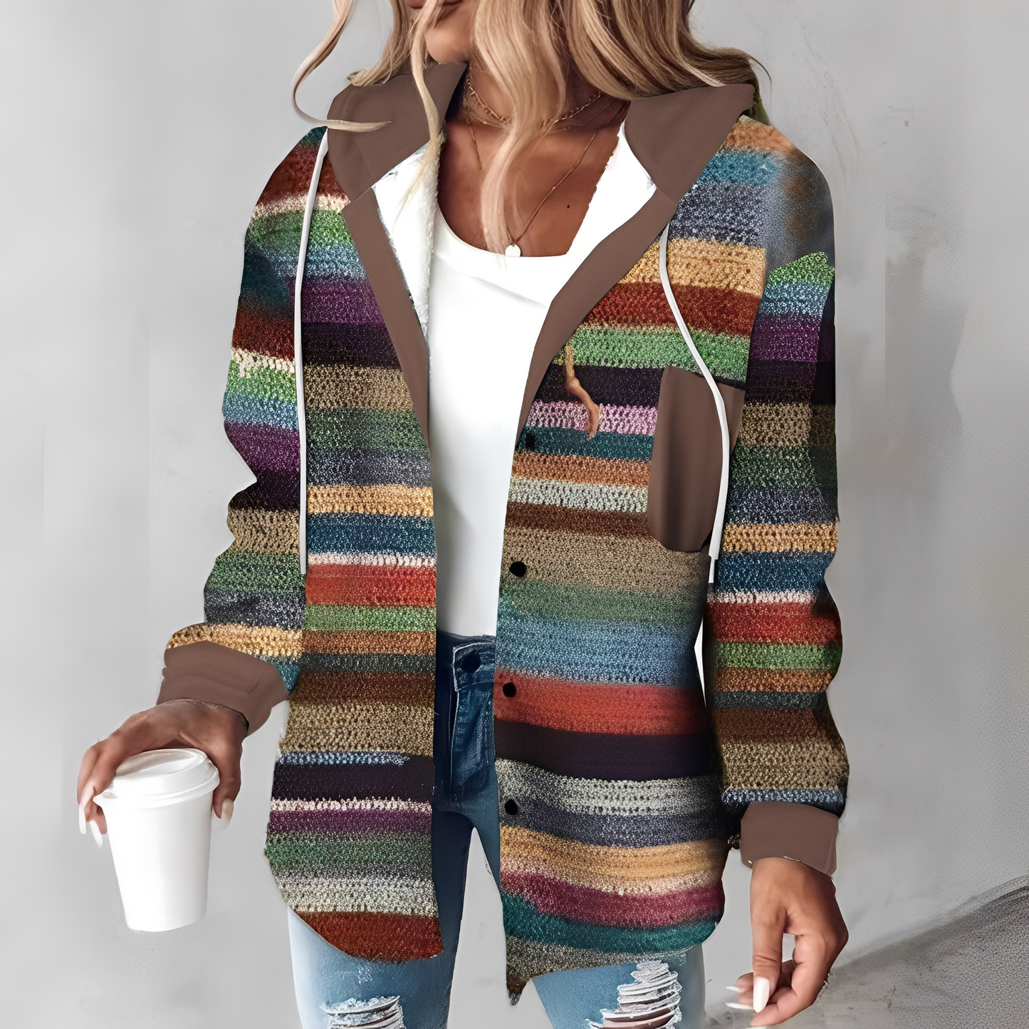 Martina - Giacca casual in lana con cappuccio per donne