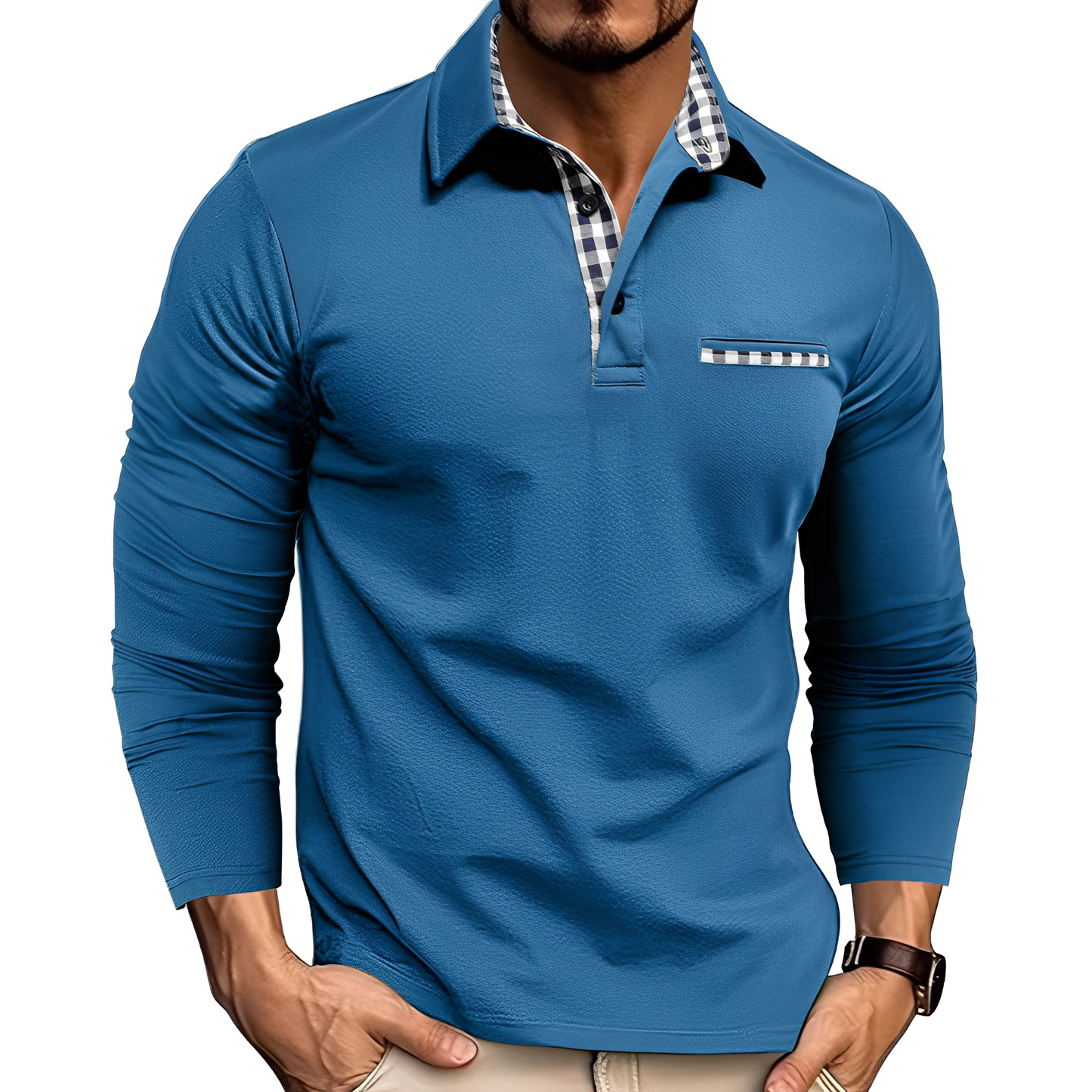 Grover - Polo da uomo elegante con maniche lunghe