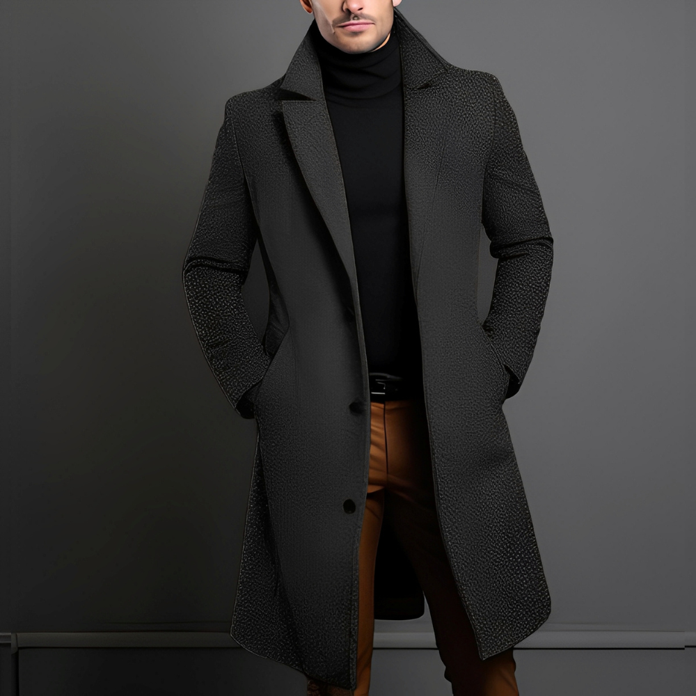 Zackary - Cappotto casual da uomo in lana di media lunghezza