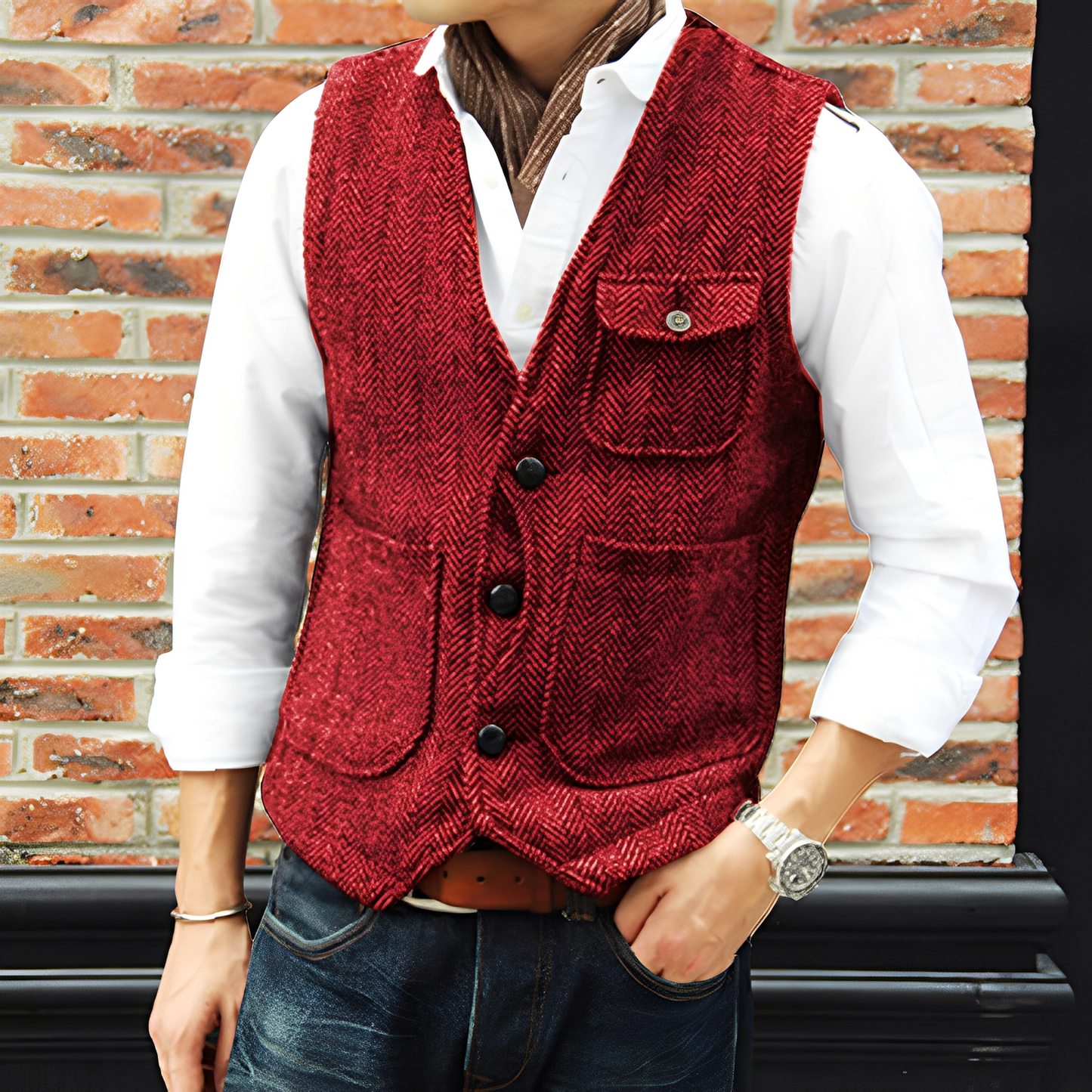 Matthew - Gilet elegante in tweed con tasche per uomo