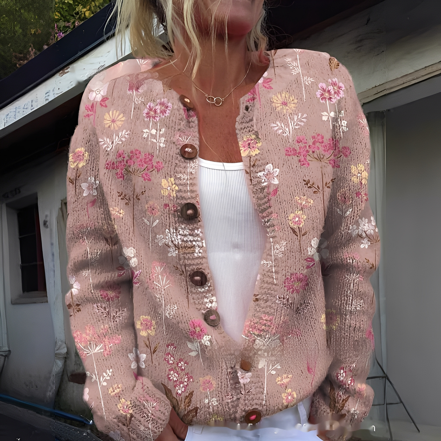Wilda - Cardigan elegante e caldo con decorazione floreale per donne