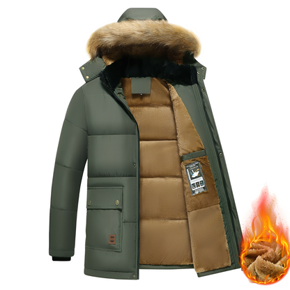 Crispian - Parka caldo con cappuccio staccabile per uomo
