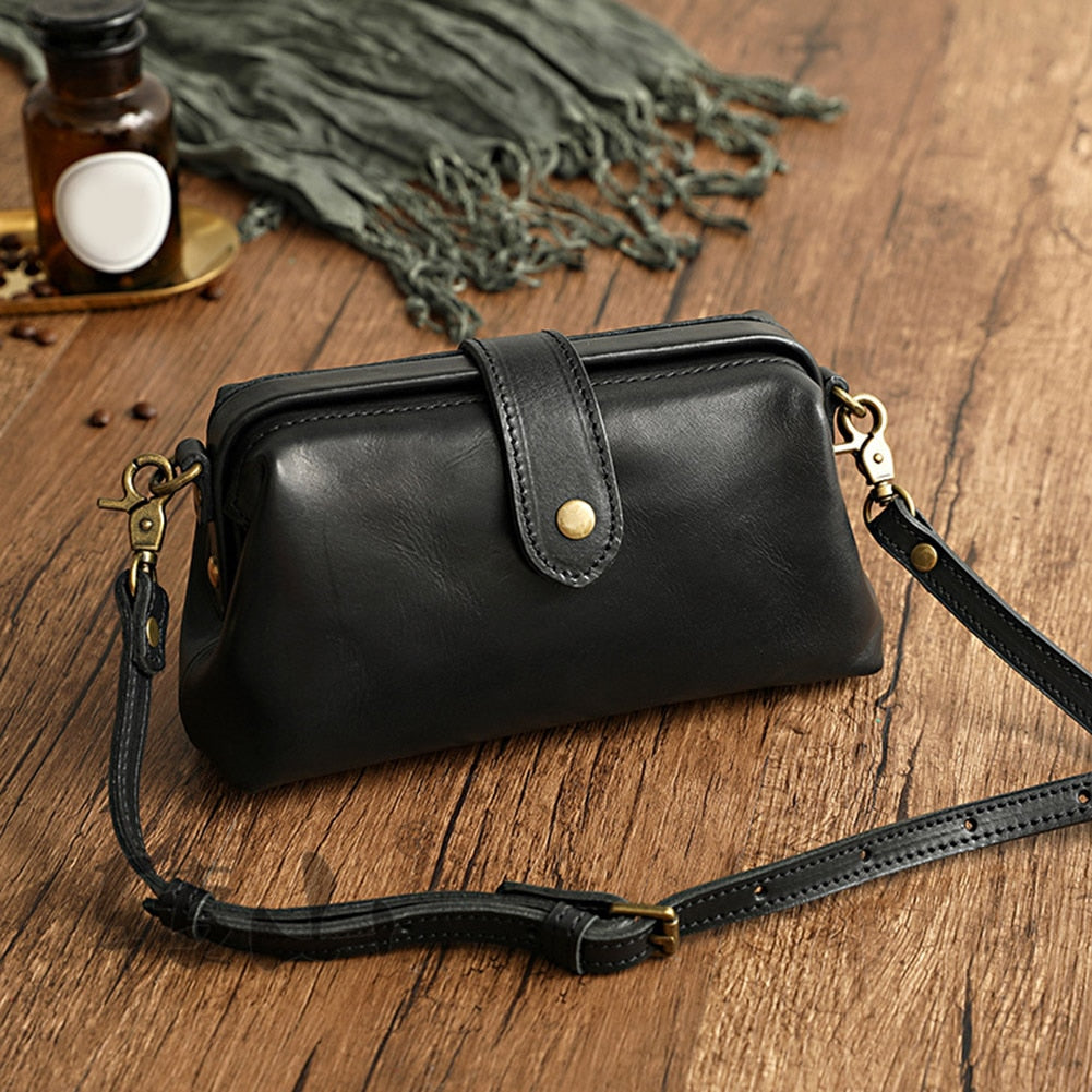 Fabienne - Borsa in pelle retrò fatta a mano