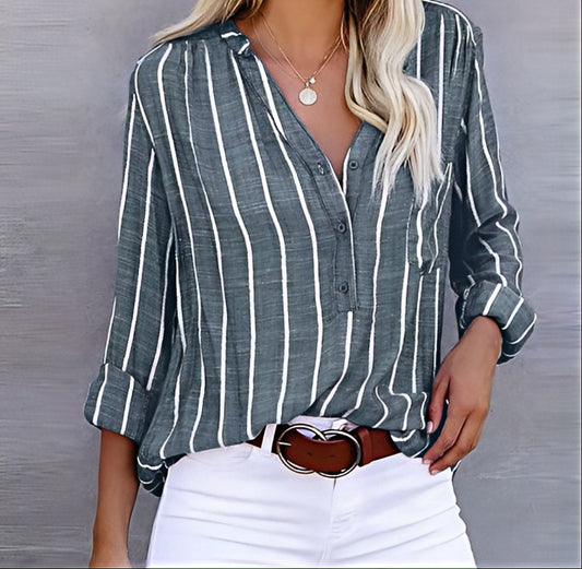 Anne - Camicia a Strisce Casual Chic Button-Down