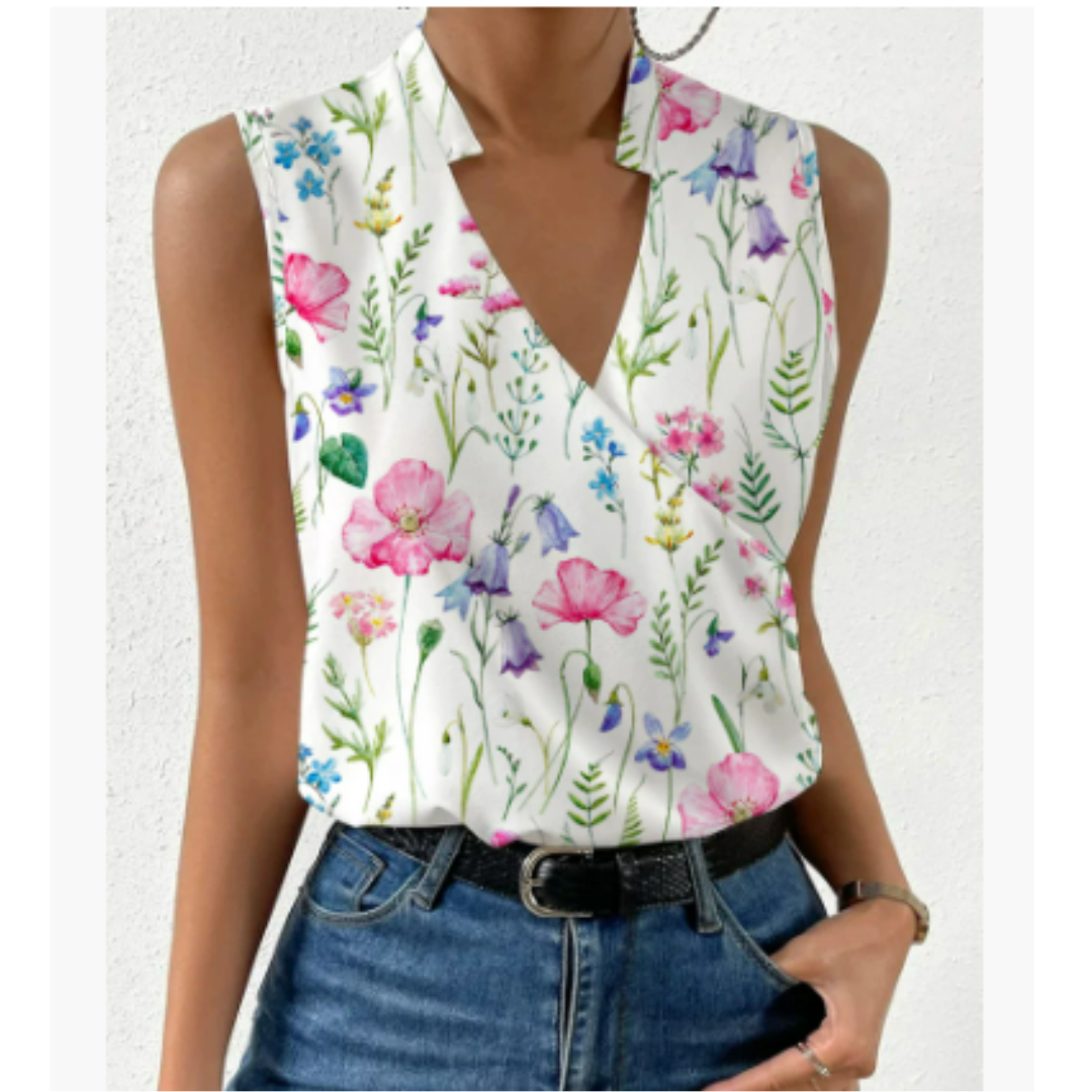 Jobelyn - Top estivo casual da donna con scollo a V