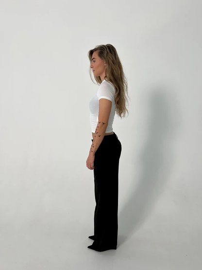 Vittoria – Pantaloni a Vita Alta con Gambe Larghe e Tasche