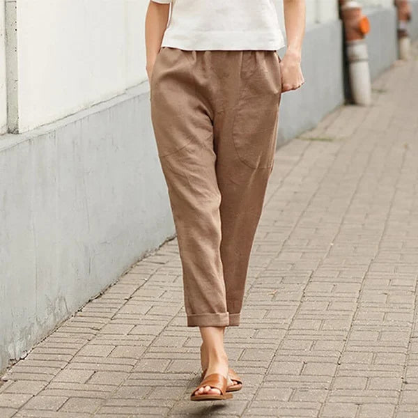 Ember - Pantaloni ampi in lino e cotone