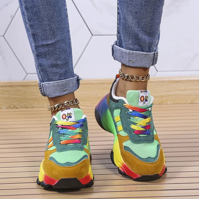 Jolie - Scarpe da ginnastica colorate con suola alta per donne